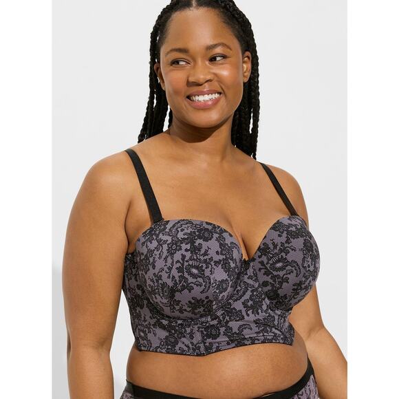 torrid Other - Torrid Bra 42B Purple Lace Strapless Push Up Longline Sexy Underwire Supportive